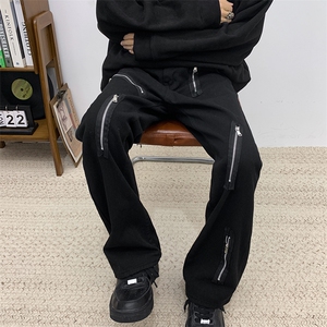 美式高街拉链设计拼接牛仔裤男潮牌休闲裤1001-1-K668-P42图片