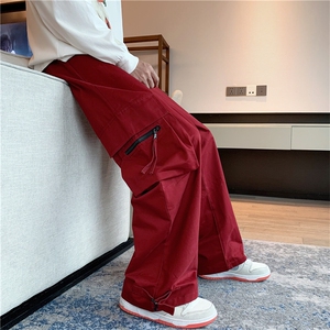 街头hiphop飘带休闲工装裤男女宽松直筒阔腿裤拖地长裤GK823-P38图片