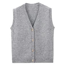 学院风新款V领羊毛针织开衫系扣马甲男女童加厚背心彩点打底衫，童装儿童羊毛衫，初丹羊绒童装