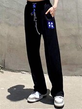 直筒裤～黑色、花灰色，其它，LOVELS