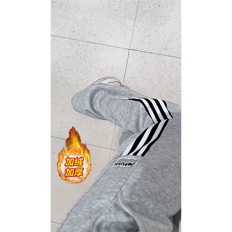加绒加厚美式条纹运动卫裤 A496特P49控88图片