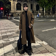 （加棉）韩系中长款呢子大衣cleanfit过膝加长风衣外套Y905-P135，男装风衣，星座1004-3