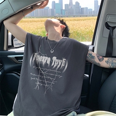 可48小时发货支持抖音得物来样二开240克重磅美式纯棉背心无袖t恤，男装T恤，电商A486-1