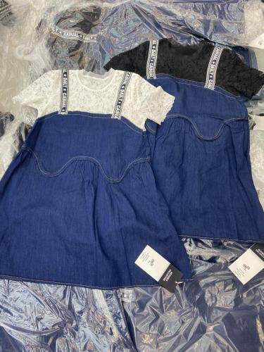 牛仔拼接蕾丝假两件连衣裙，女装连衣裙，博襕主题