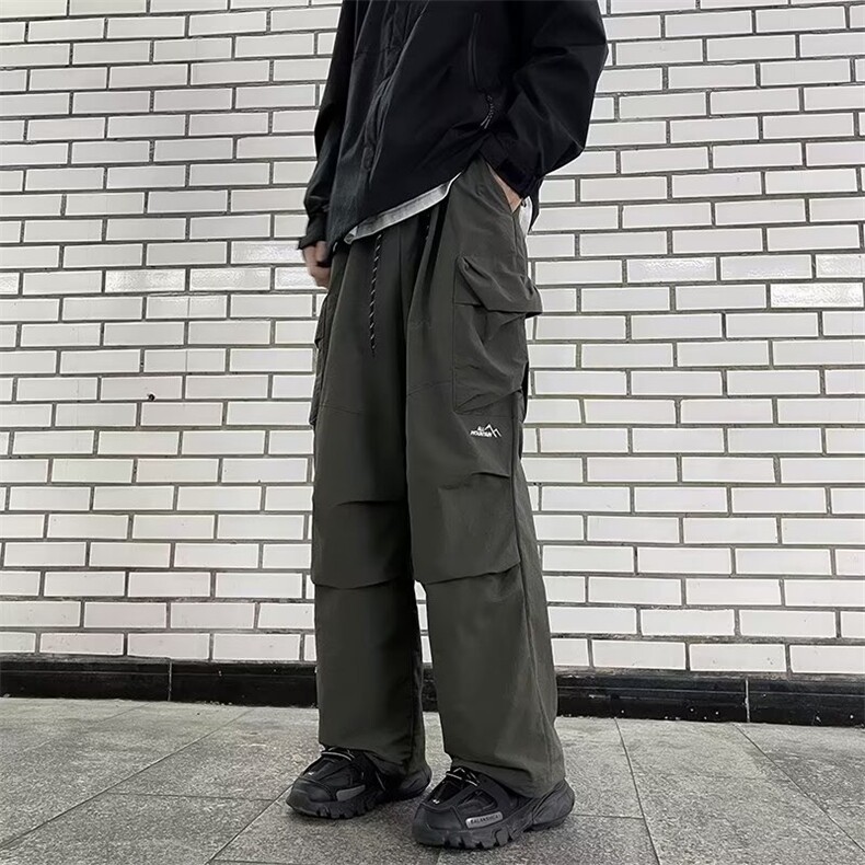 美式冲锋裤男户外潮牌机能宽松休闲抽绳束脚登山裤,男装休闲裤,星座716-3