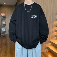 350g潮牌圆领宽松情侣长袖打底衫上衣服束口T恤卫衣Y62-P38网图，男装T恤，电商B245