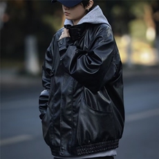 美式街头飞行员皮衣外套男宽松痞帅机车皮夹克WLG121-P65夹棉75，男装夹克，星座1008
