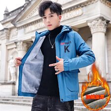 秋冬新款棉服男模特加厚夹克风衣保暖外套工装棉衣黄861加绒P80，男装夹克，星座1207