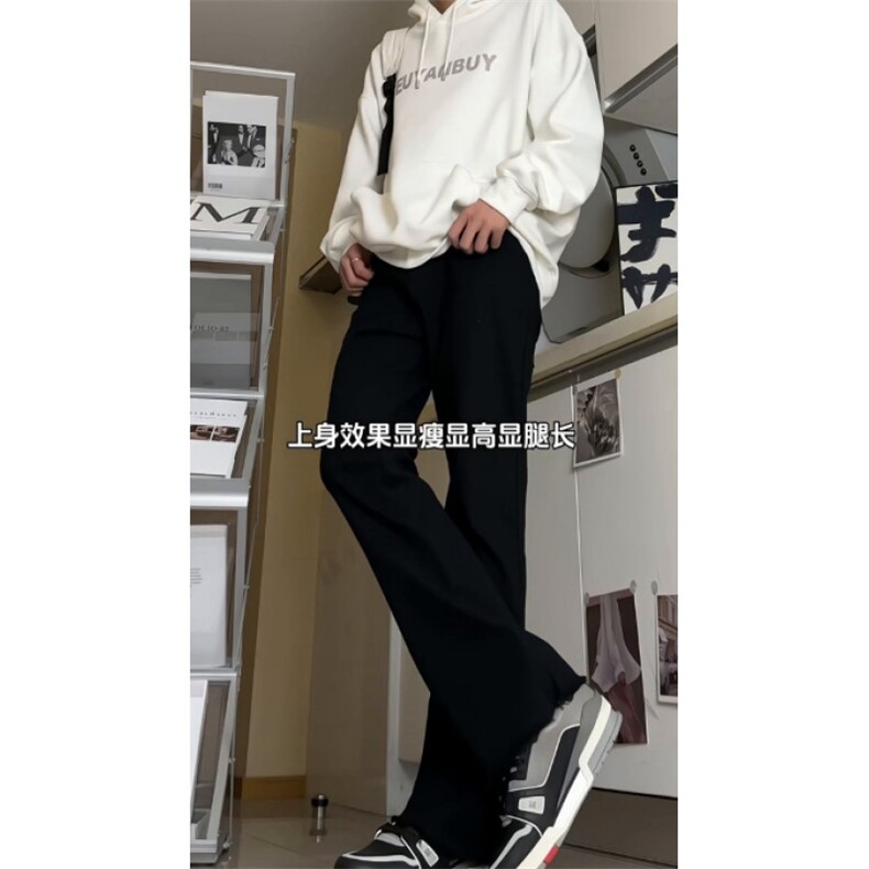 自家图，不拿货cleanfit毛边黑色牛仔裤微喇叭裤子KZA21-P48,男装牛仔裤,星座1007（原301D）