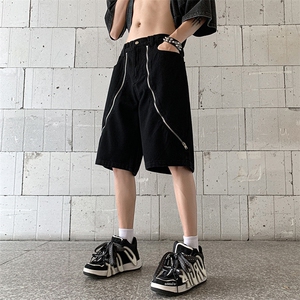 B221 美式ins高街暗黑拉链休闲牛仔短裤五分裤 LK23101-P60 控78图片