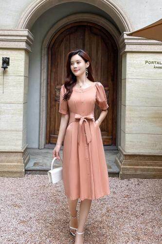 21新款现货简约大方显瘦连衣裙面料舒服薄没里衬M-XXL，女装连衣裙，艾涵o