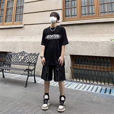夏季牛仔短裤男款潮牌vibe做旧宽松百搭五分裤帅气工装中裤，男装休闲裤，星座716-3