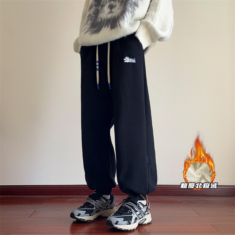 2025冬季新款港风内景大码超厚北极绒摇粒绒卫裤M-5XHK22587-P60,男装休闲裤,电商A022