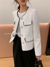 纯色小香风外套手工编制工艺。复古粗纺定制料，其它，Jarmore隽末