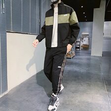 春季新款运动套装男休闲裤外套立领夹克两件套CYTZ16，男装套装，电商A128