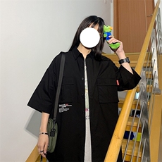 1港风休闲情侣大码M-5XL衬衫男日系潮流帅气短袖衬衣7870P45控69，男装T恤，星座226-2