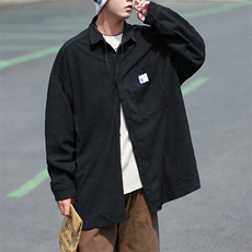 秋冬新款港风日系复古灯芯绒外套长袖衬衫宽松bf情侣款H217/P45，男装衬衫，电商A221A
