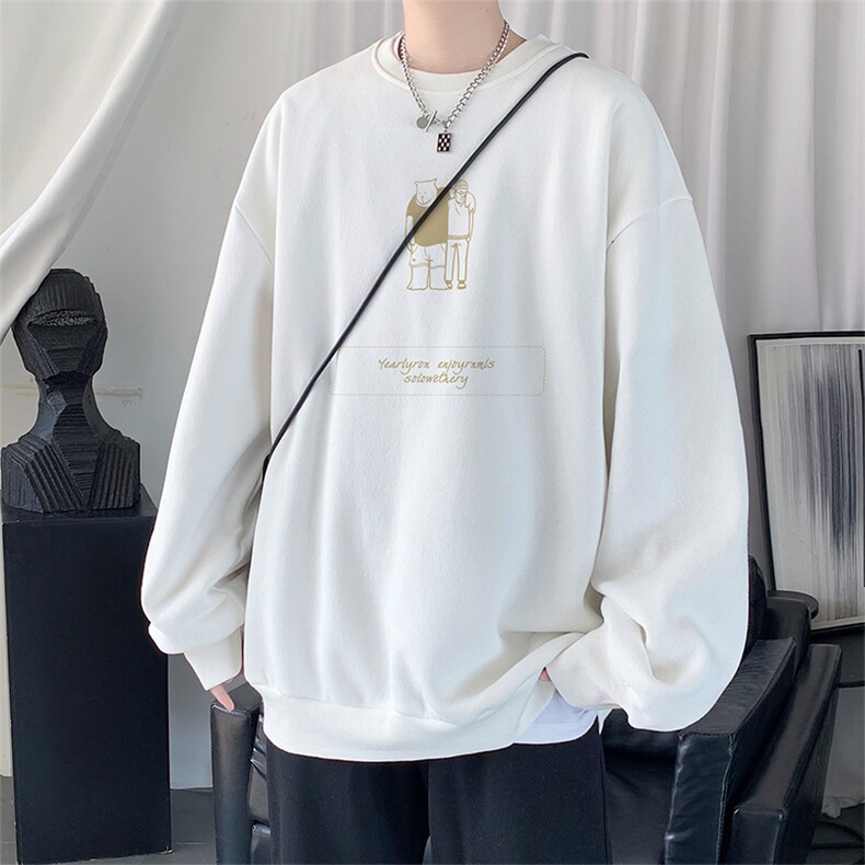 HDT1442TP55控价78冬季加绒圆领套头卫衣ins港风男生宽松外套,男装卫衣,电商A102-1