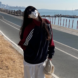 抖音得物高品质 美式高街重磅结构织带拼接撞色立领卫衣外套 CM41图片