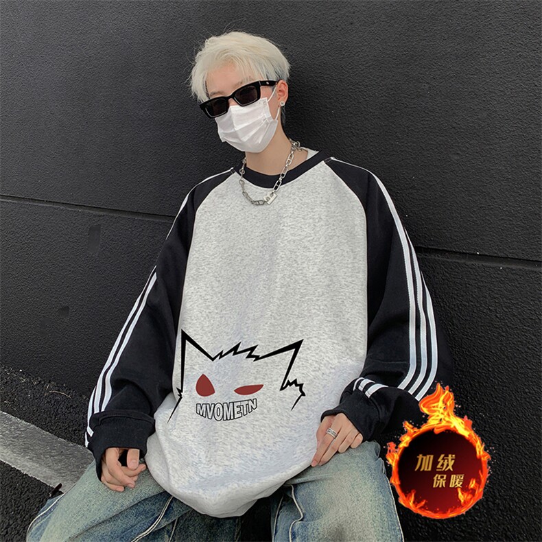 抖音得物供货提供视频秋冬重磅美式宽松织带圆领卫衣07157,男装卫衣,电商A486