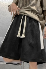 麂皮绒宽松休闲运动五分裤男抽绳直筒条纹短裤XZ514-2-1516-P43，男装休闲裤，星座514-2(原B239)