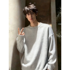 2025新款纯色套头圆领卫衣男女款秋冬宽松韩版慵懒风毛衣MYB2508图片