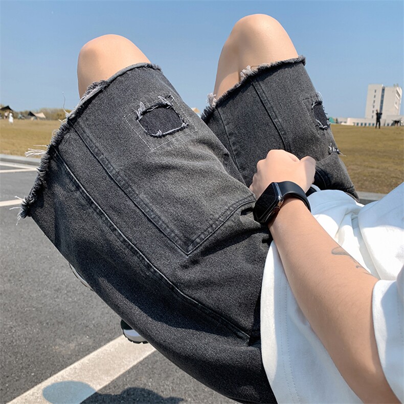 2023夏季新款薄牛仔裤短裤潮男休闲宽松五分裤XD22965-P45,男装牛仔裤,电商A042