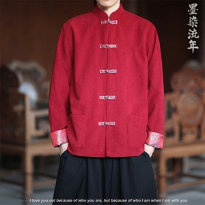 灯芯绒2025秋新中式古风撞色提花夹克唐装外套A821-P105图片