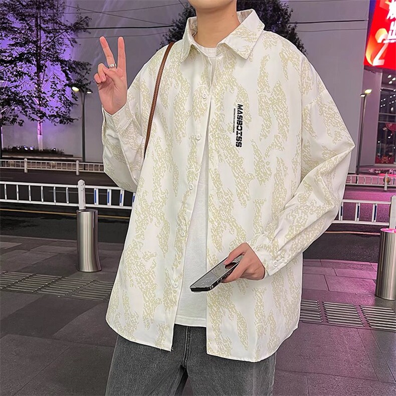长袖衬衫春款男港风潮流C90P34图片