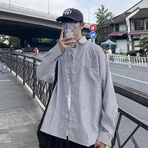 衬衫男韩版潮流条纹百搭2025秋季新款ins宽松百搭外套CY1036-P30图片