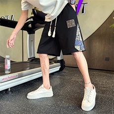 社会小伙夏季男士风刺绣短裤时尚拼接休闲五分裤C208-6807-P38，男装牛仔裤，电商C208