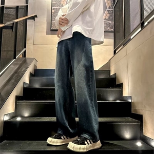 男裤夏季美式高街渐变水洗牛仔裤男薄款宽松阔腿裤裤子男7013/P40图片