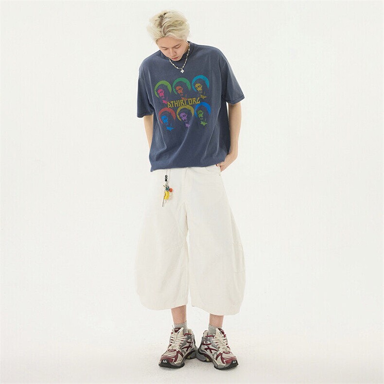 松弛感夏季街头水洗弯刀七分裤男女牛仔裤宽松裤子潮流YD705-P60,男装牛仔裤,星座509