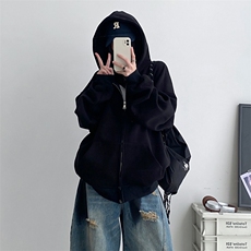 抖音得物二开秋冬美式高街重磅结构高领拉链连帽卫衣外套W93，男装卫衣，电商A486-1