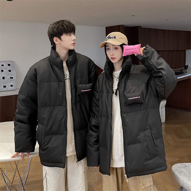 PU皮羽绒服冬季新款宽松港风白鸭绒情侣外套YR918-P150(控价198元,男装羽绒服,星座214-3