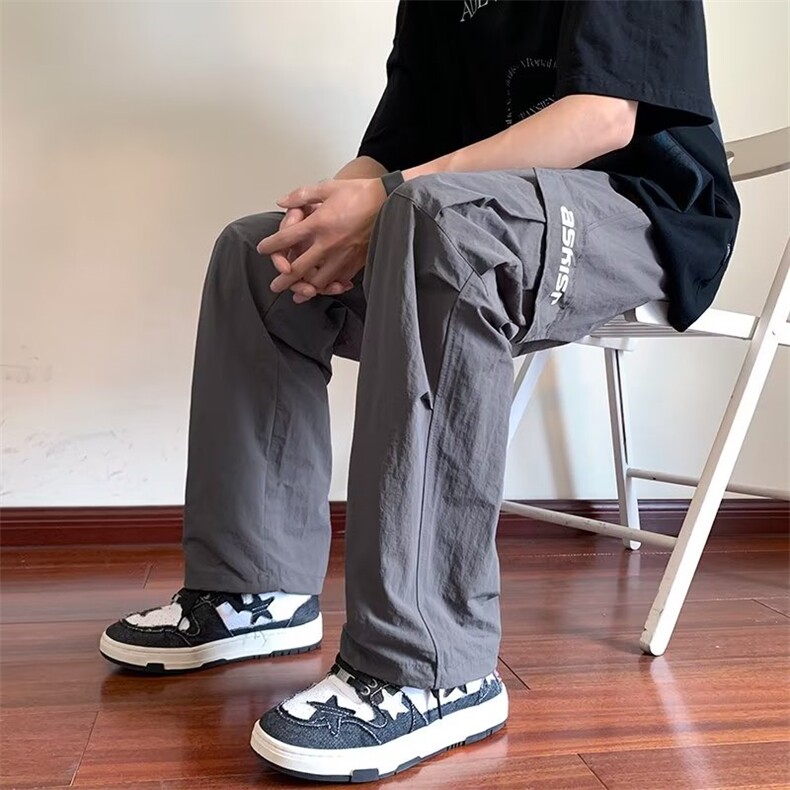 日系工装裤男女2024新款夏直筒休闲美式复古速干运动裤K4101-P57,男装休闲裤,星座412-3