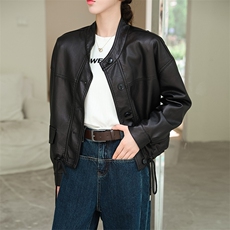 跑量款皮衣外套女工装上衣2024秋新款短款机车服夹克立领机车服潮，女装皮衣，江南女神
