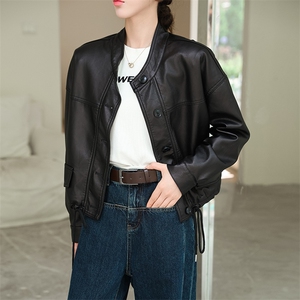 跑量款皮衣外套女工装上衣2024秋新款短款机车服夹克立领机车服潮图片