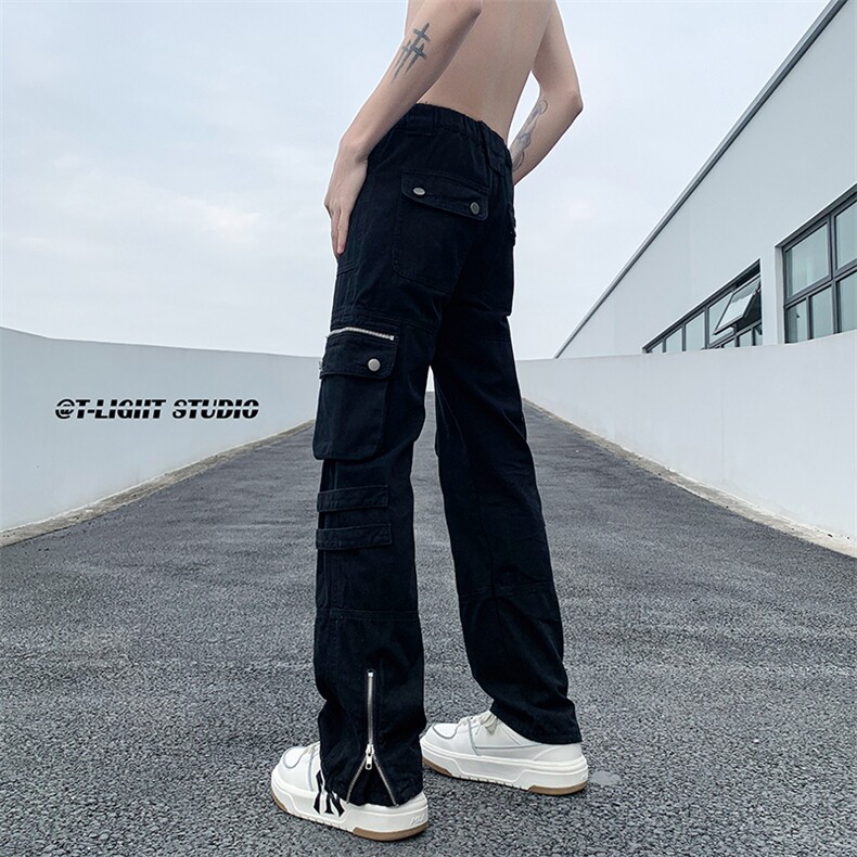 B221美式ins高街暗黑小众拉链工装休闲裤子LK23045-P75控98,男装休闲裤,电商B221