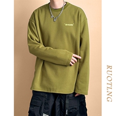 现货-2025春季新款圆领宽松卫衣男潮牌重磅长袖A351-AT2513-P50，男装卫衣，电商A351
