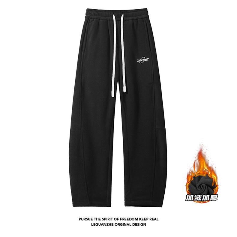 2025冬季新款白底大码双面摇粒加绒弯刀裤M-5XLHK241044-特P45，男装休闲裤，电商A022