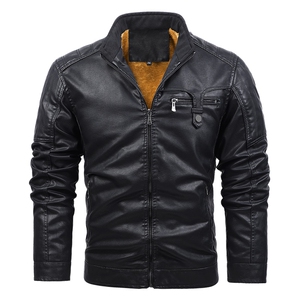 外贸皮衣2025秋冬新款皮外套大码薄款加绒纯色简约男薄款P85图片