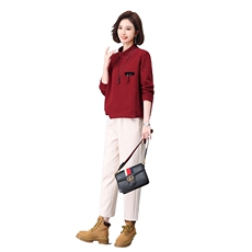 冬季新款加绒两件套女装时尚百搭显瘦保暖套装舒适休闲气质女神范儿，女装套装/套裙，鑫鑫格