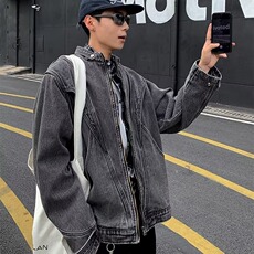 潮牌做旧牛仔外套男生街头水洗美式复古高街休闲夹克35100-p85，男装工装外套，星座1008
