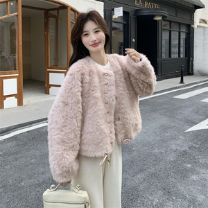 现货  莫斯粉羊羔毛外套 2C117-1827P175K268图片