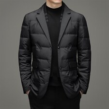 羽绒西服男中年男加厚外套爸爸装商务休闲冬装上衣YYYR088-P218图片