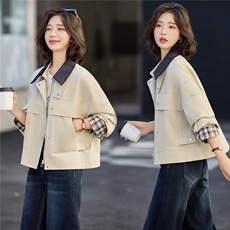 2025秋装新款风衣外套女韩版拼接设计轻奢减龄百搭短款女式外套，女装短外套，铭街依杨