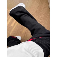 男士加绒牛仔裤新款美式高街直筒长裤子微喇冬LK80033-P43加绒48，男装牛仔裤，星座1008