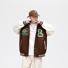 港风上衣夹克宽松落肩拼色棒球服外套JK710-P65，男装夹克，星座1204-3