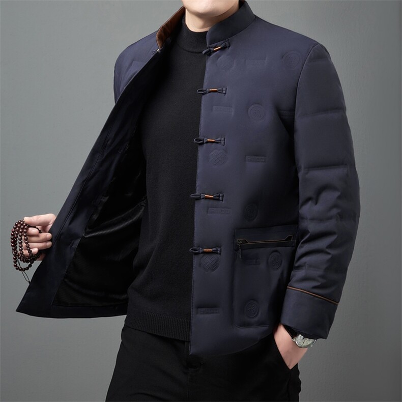 唐装男中老年爸爸羽绒服套装风90%白鸭羽绒服外套TR2310-P180,男装羽绒服,星座1105-3